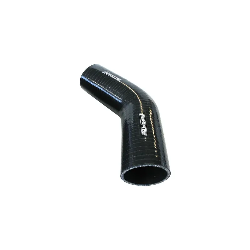 Warranty Included Aeroflow 45 Deg Silicone Hose Coupler - Black - 145mm Long