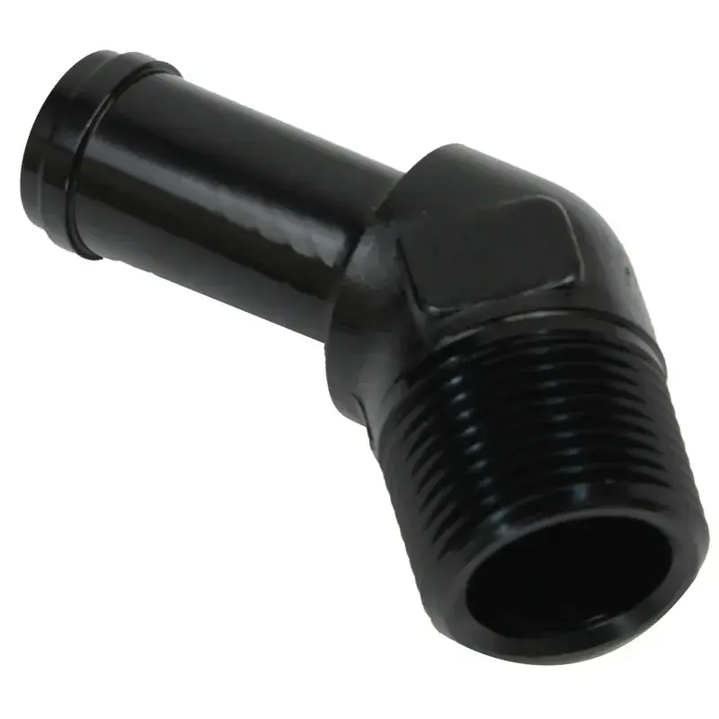 Factory Price Proflow 45 Degree 1/4in Barb Male Fitting To 1/8in NPT Black