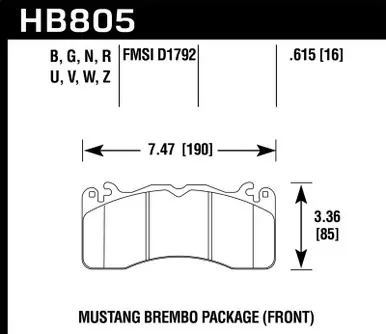 Hawk 15-17 Ford Mustang Brembo Package DTC-70 Front Brake Pads - HB805U.615 Professional Grade