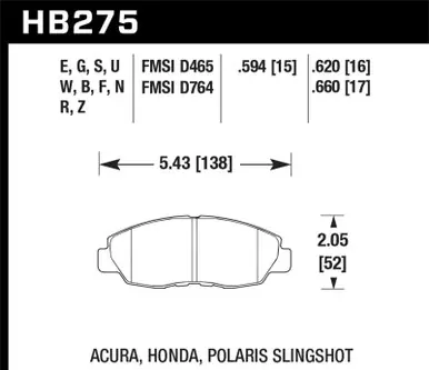 Next Day Delivery Hawk Acura/ Honda Performance Ceramic Street Front Brake Pads - HB275Z.620