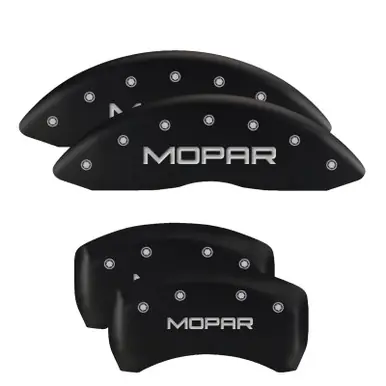 MGP 4 Caliper Covers Engraved Front & Rear MOPAR Black finish silver ch - 12192SMOPBK Luxury