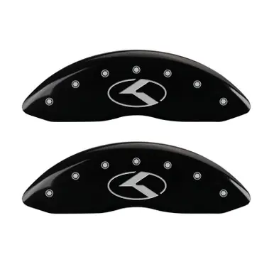 MGP 4 Caliper Covers Engraved Front & Rear Circle K/Kia Black finish silver ch - 21183SCRKBK Price Drop
