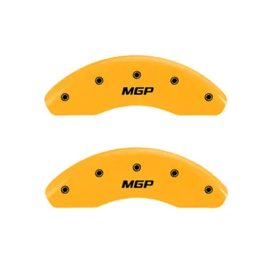 Order Now MGP 4 Caliper Covers Engraved Front & Rear MGP Yellow Finish Black Char 2001 Dodge Stratus - 12135SMGPYL