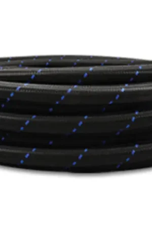 Free Returns Vibrant -8 AN Two-Tone Black/Blue Nylon Braided Flex Hose (5 foot roll)