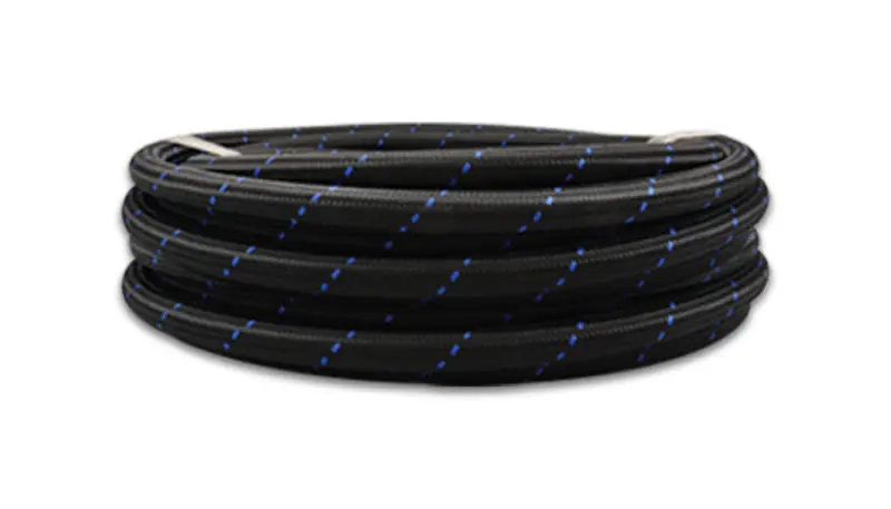 Free Returns Vibrant -8 AN Two-Tone Black/Blue Nylon Braided Flex Hose (5 foot roll)