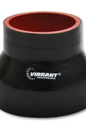 Warranty Included Vibrant 4 Ply Reinforced Silicone Transition Connector - 3.5in I.D. x 4.5in I.D. x 3in long (BLACK)